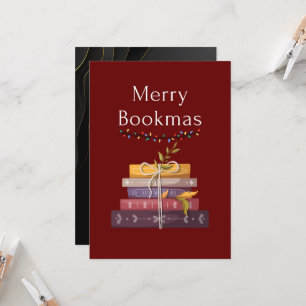 Merry Bookmas Card   Cozy Christmas Book Lover