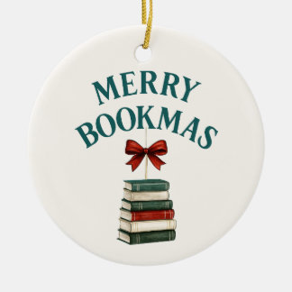 Merry Bookmas  Ceramic Ornament