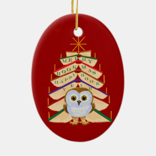 Merry Bookmas Ceramic Ornament