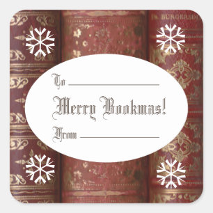 Merry Bookmas! (Christmas) Square Sticker