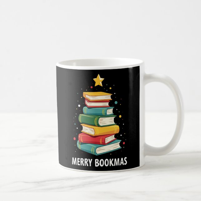 Merry Bookmas - Festive Book Stack for Book Lovers Coffee Mug (Right)