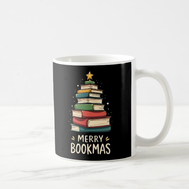 Merry Bookmas - Festive Book Stack for Book Lovers Coffee Mug (Right)