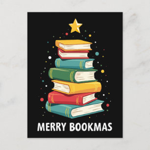 Merry Bookmas - Festive Book Stack for Book Lovers Postcard