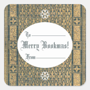 Merry Bookmas! Fleur de Lis Square Sticker