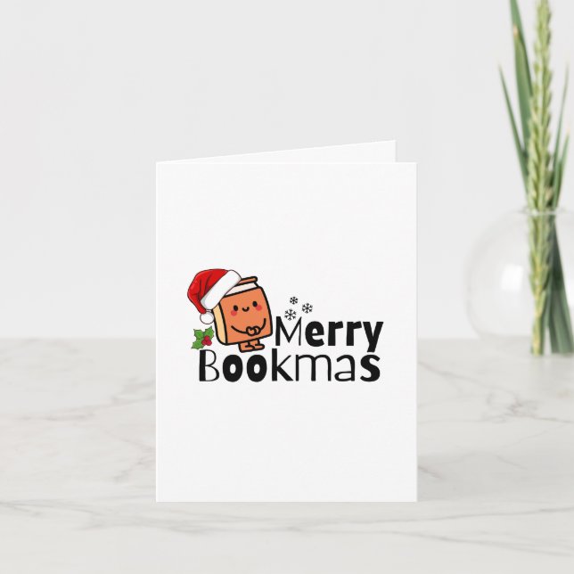 Merry Bookmas Funny Christmas Book Lover Gift  Holiday Card (Front)