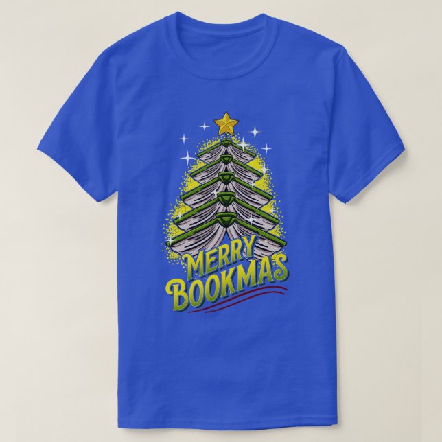 Merry Bookmas Ugly Christmas Tree 1 T-Shirt (Design Front)