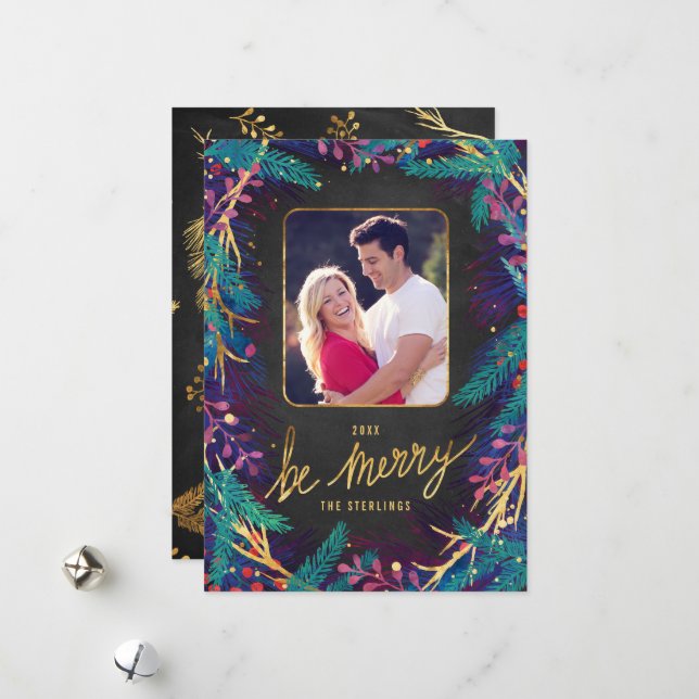 Merry Botanicals Holiday Photo Card (Front/Back In Situ)