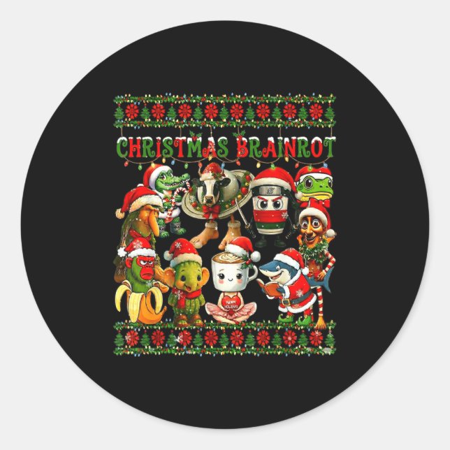 Merry Brainrot-ugly Christmas Funny Italianbrainro Classic Round Sticker (Front)