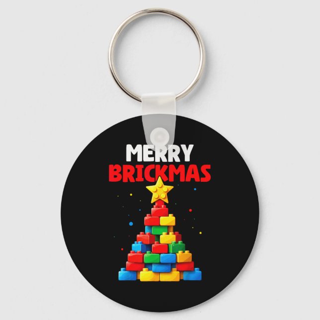 Merry Brickmas Block Building Builder Brick Master Keychain (Front)
