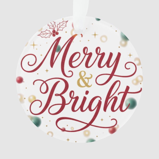Merry & Bright Acrylic Circle Ornament  (Front)