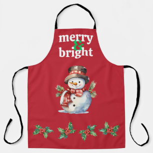 "Merry & Bright" All-Over Print Christmas Apron