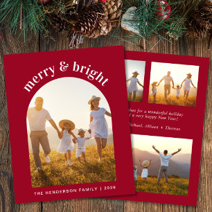 Merry Bright Arch Photo Red Christmas Card
