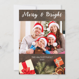 Merry & Bright Barn Wood Photo Christmas Card