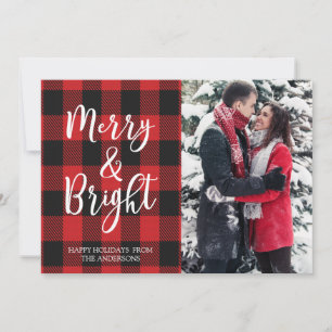 Merry & Bright Buffalo Plaid Christmas Photo Card
