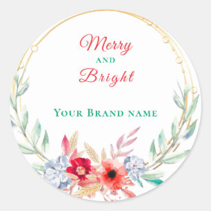 Merry & Bright  Bulk Christmas   Business Classic Round Sticker