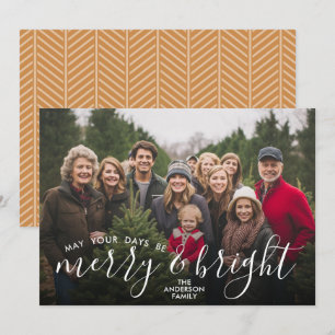 Merry & Bright Calligraphy - Full Horizontal Photo Holiday Card