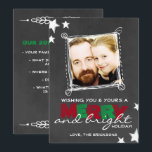 MERRY & BRIGHT CHALKBOARD CHRISTMAS CARD<br><div class="desc">MERRY & BRIGHT CHALKBOARD CHRISTMAS CARD ****************************************************** Please Follow these easy steps to customize your invitation: 1. Please click the “Personalize” button on the right of the product to see what your information looks like on this item. If you would like to further customize the fonts, font colours, and background...</div>