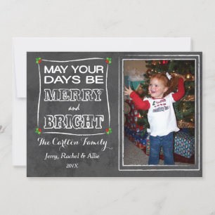 Merry & Bright Chalkboard Christmas Photo Card