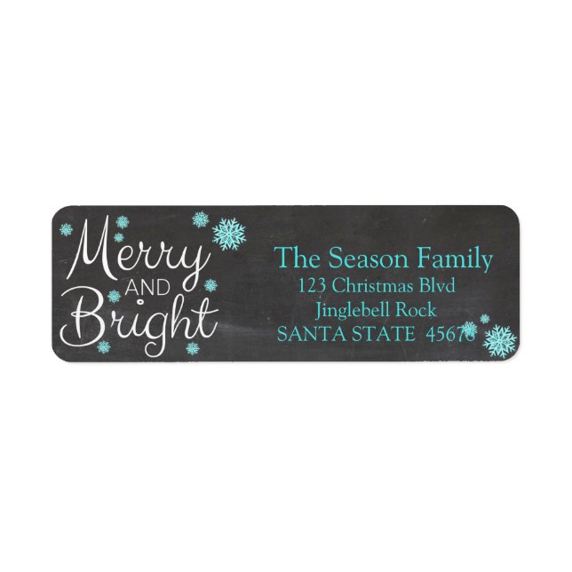 Merry & Bright chalkboard stars holiday label (Front)