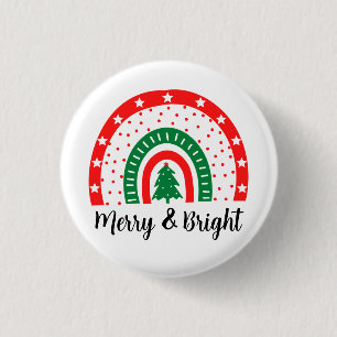 Merry & Bright Christmas 1 Inch Round Button