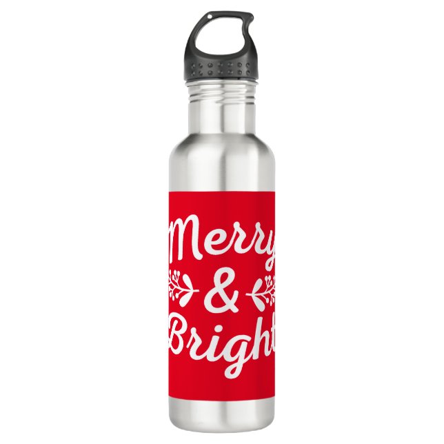 Merry & Bright Christmas  710 Ml Water Bottle (Front)