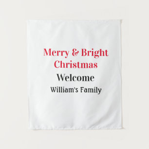 Merry Bright Christmas add family name welcome joy Tapestry