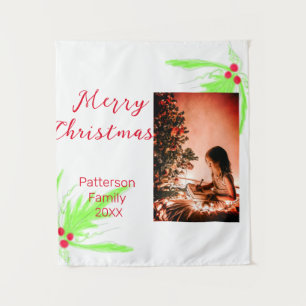 Merry Bright Christmas add family name welcome joy Tapestry