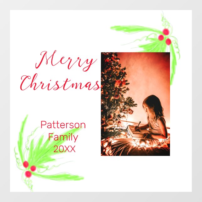 Merry Bright Christmas add family name welcome joy Window Cling (Sheet)