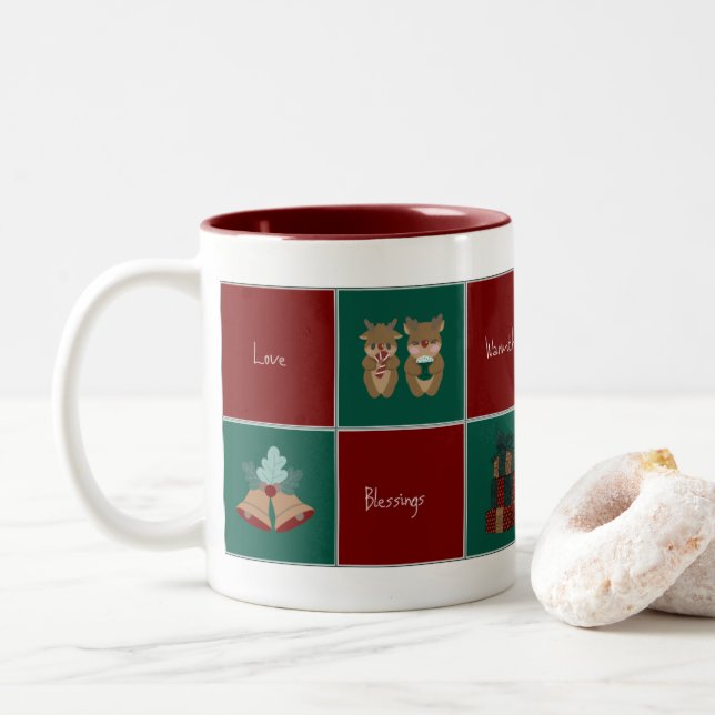 Merry & Bright Christmas Coffee Mug (With Donut)