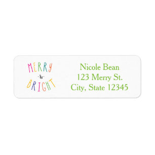 MERRY & BRIGHT Christmas Étiquettes de adresse de 