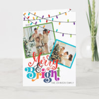 Merry & Bright Christmas Family Photo Holiday Card