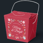 Merry & Bright Christmas Favor Box<br><div class="desc">Add a touch of festive charm to your holiday celebrations with this elegant Christmas favor box. Featuring watercolor candy, holly leaves, berries, and vintage drums on a rich red background, it brings a cozy and nostalgic holiday feel. Perfect for Christmas parties, winter weddings, or seasonal gifts — a delightful way...</div>