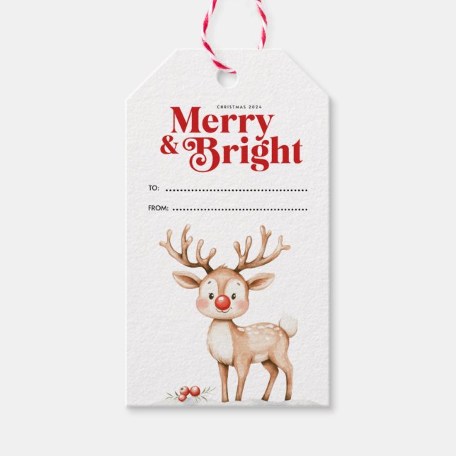 Merry & Bright Christmas Gift Tag (Front)
