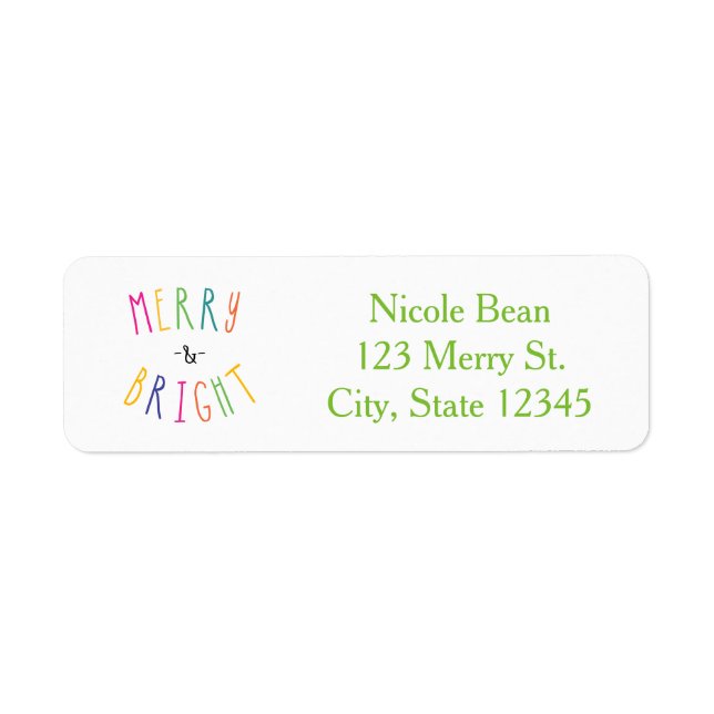 MERRY & BRIGHT Christmas Holiday Address Labels (Front)