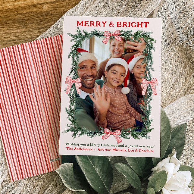 Merry & Bright Christmas Holiday Family Photo Card (Creator Uploaded)