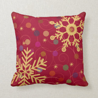 Merry & Bright Christmas Holiday Snowflake Bendel Throw Pillow