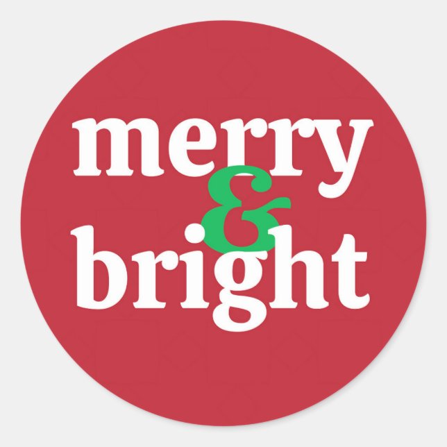 "Merry & Bright" Christmas Holiday Sticker (Front)