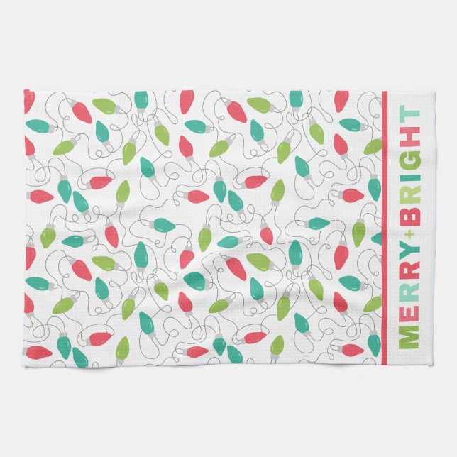 Merry + Bright Christmas Kitchen Towel (Horizontal)