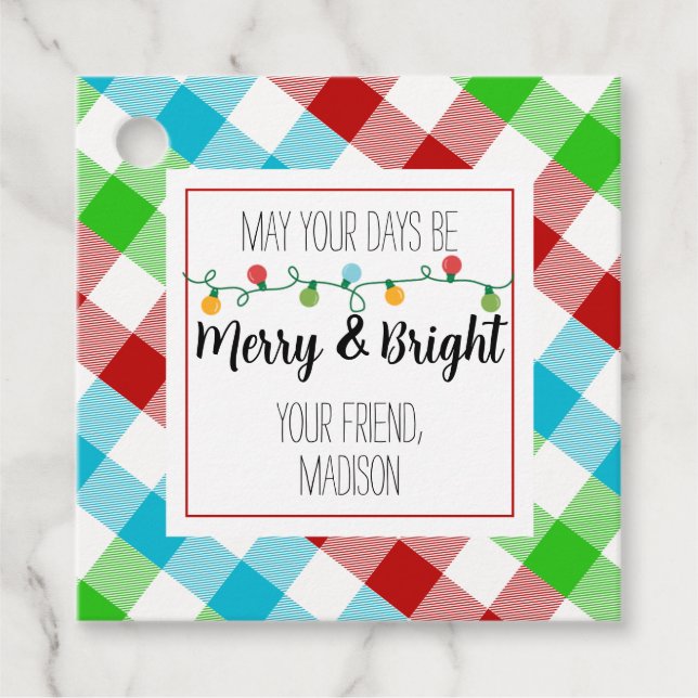 Merry & Bright Christmas Light Gift Tag (Front)