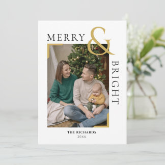 Merry & Bright Christmas Minimal Photo Card