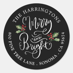 Merry Bright Christmas Name Return Address Labels