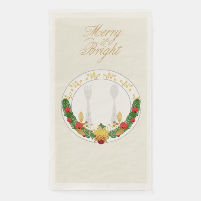 Merry & Bright Christmas Napkin (Front)