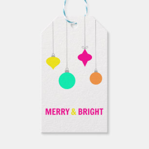 Merry & Bright, Christmas, neon, colourful Gift Tags