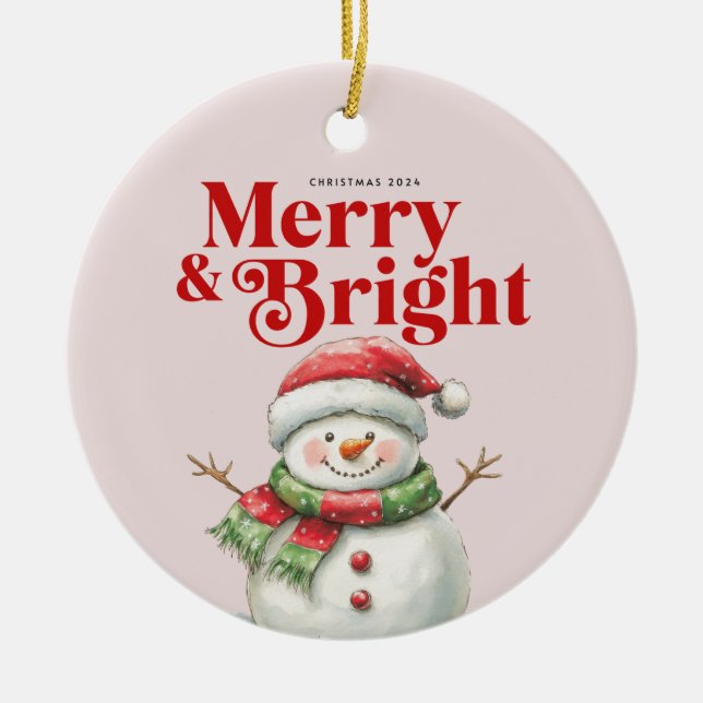 Merry & Bright Christmas Ornament (Front)