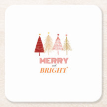Merry & Bright Christmas Paper Coasters