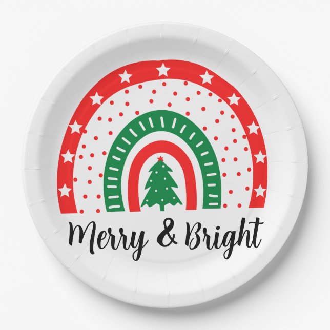 Merry & Bright Christmas  Paper Plate (Front)