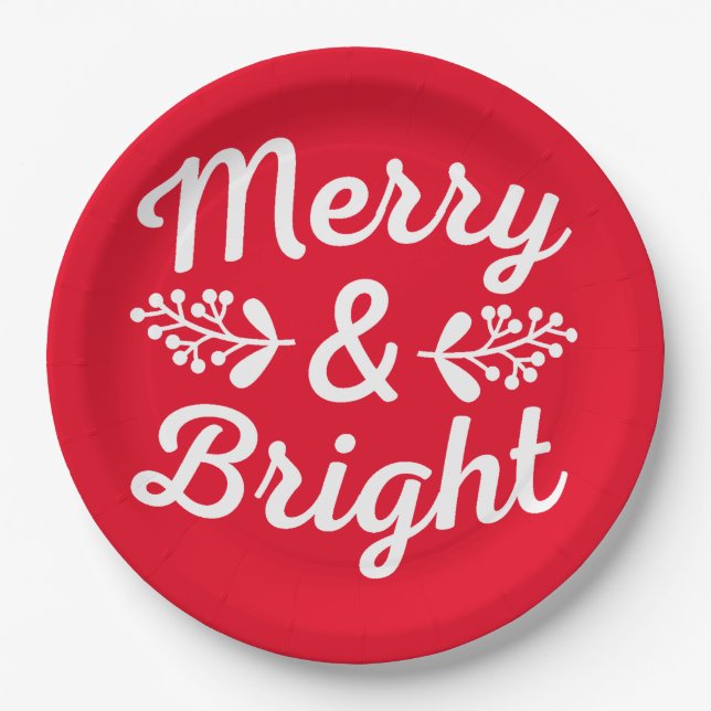 Merry & Bright Christmas   Paper Plate (Front)