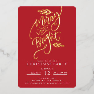 Merry & Bright Christmas Party Foil Holiday Card