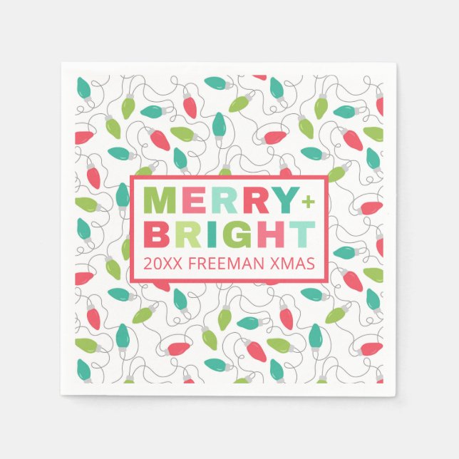 Merry + Bright Christmas Party Napkins (Front)
