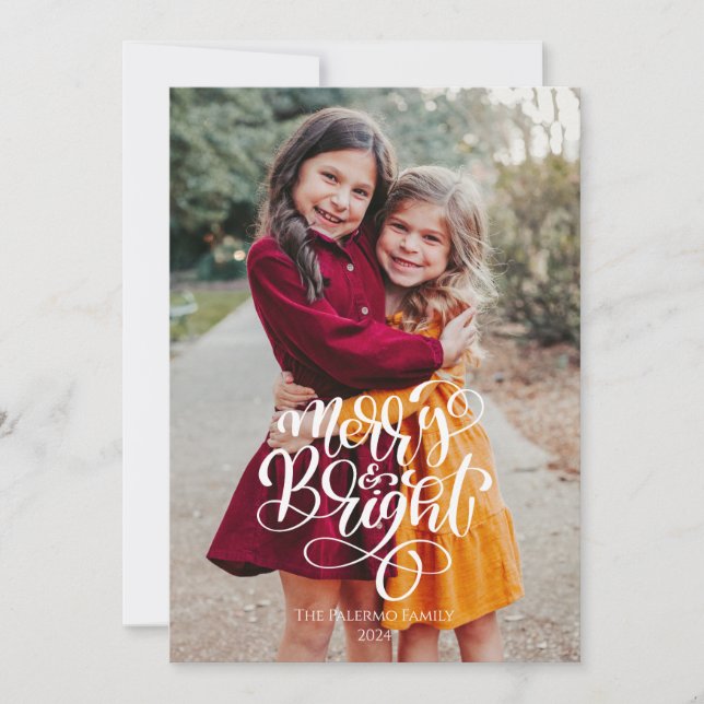 Merry & Bright Christmas Photo Card  (Front)